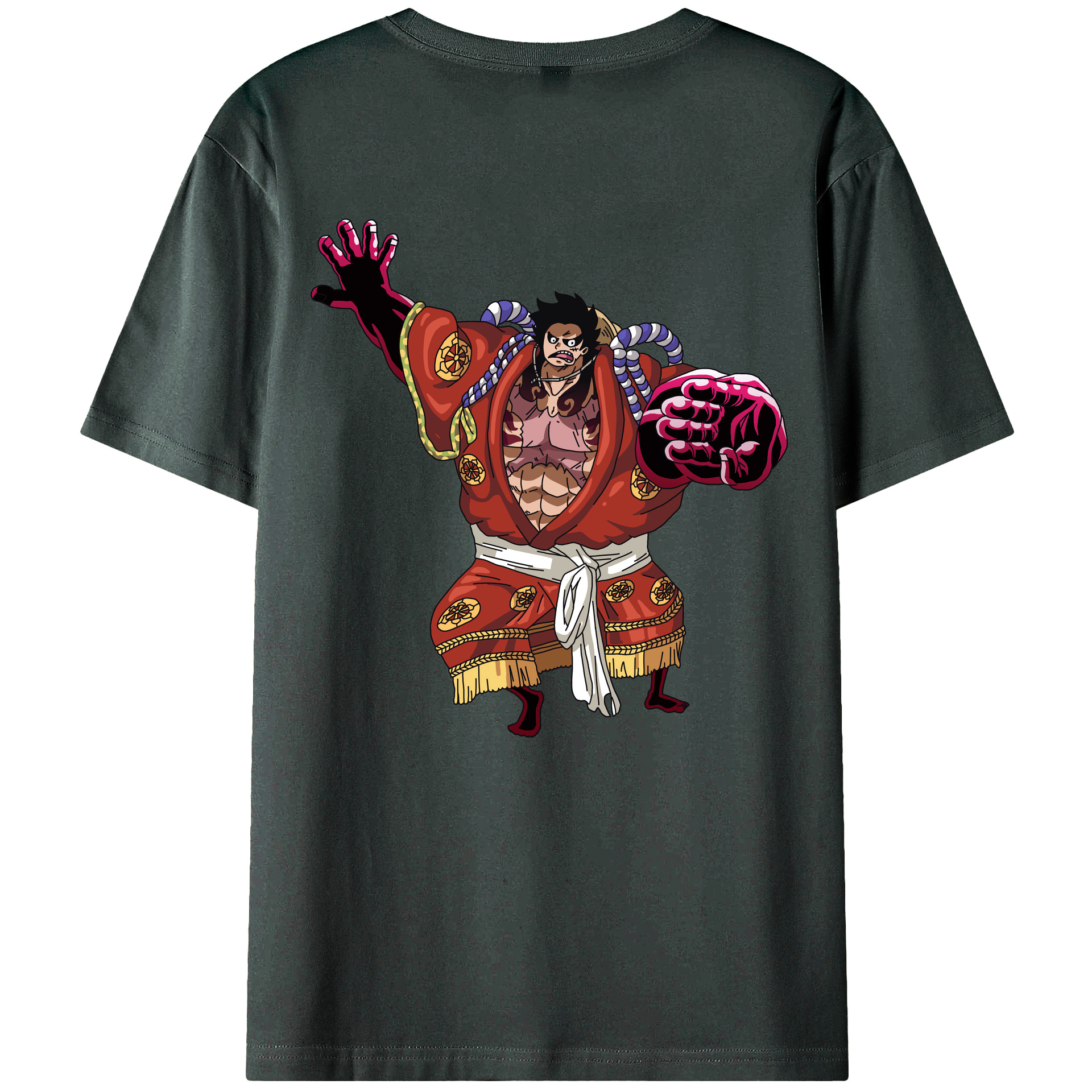 ワンピース モンキー・D・ルフィ ONE PIECE Monkey D. Luffy 綿100％ メンズ半袖Tシャツ（バックプリント） 通気性